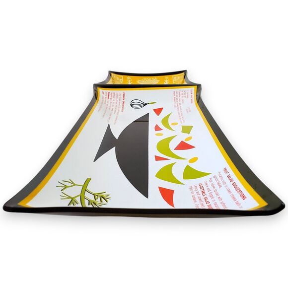 VTG 1950s Houze Art Glass Tray Salad Dressing Recipe MCM Bent Glass Relish 17.5" - Picture 5 of 16